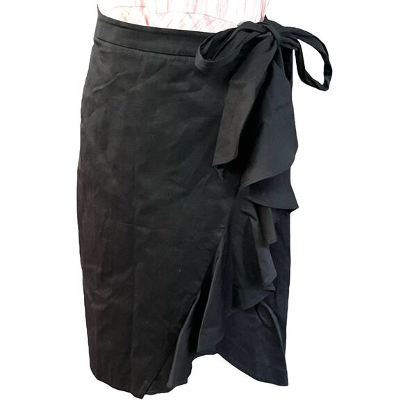 Maeve by Anthropologie Black Flounced Midi Skirt Size 14 Cotton Classic Cut - Picture 2 of 8